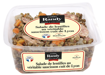 Salade de lentilles au véritable saucisson cuit de Lyon