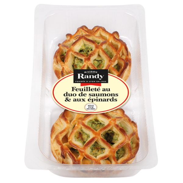 Feuilleté au duo de saumons et aux épinards