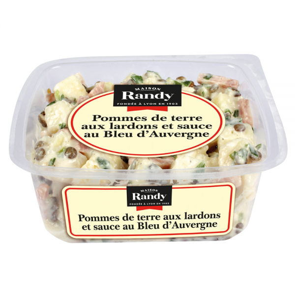 Salade de Pommes de terre aux lardons et sauce au Bleu d’Auvergne 