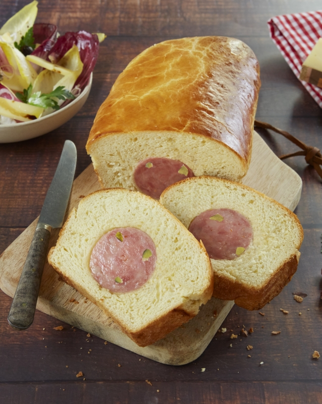 Brioché au véritable saucisson cuit de Lyon -Pistaché