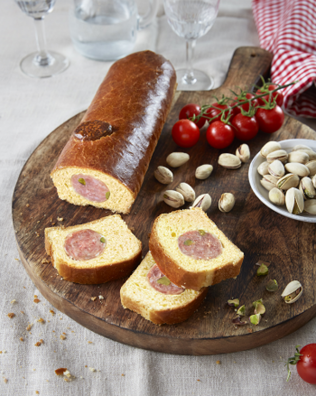 Brioché au véritable saucisson cuit de Lyon Pistaché - Apéritif 